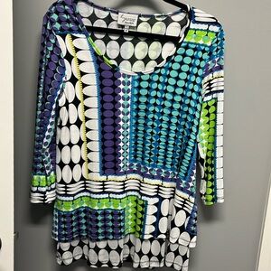 Colorful Print Tunic Blouse